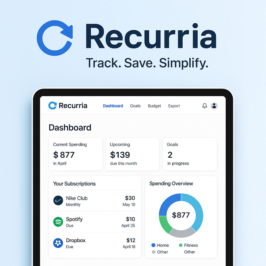 Recurria App Mockup